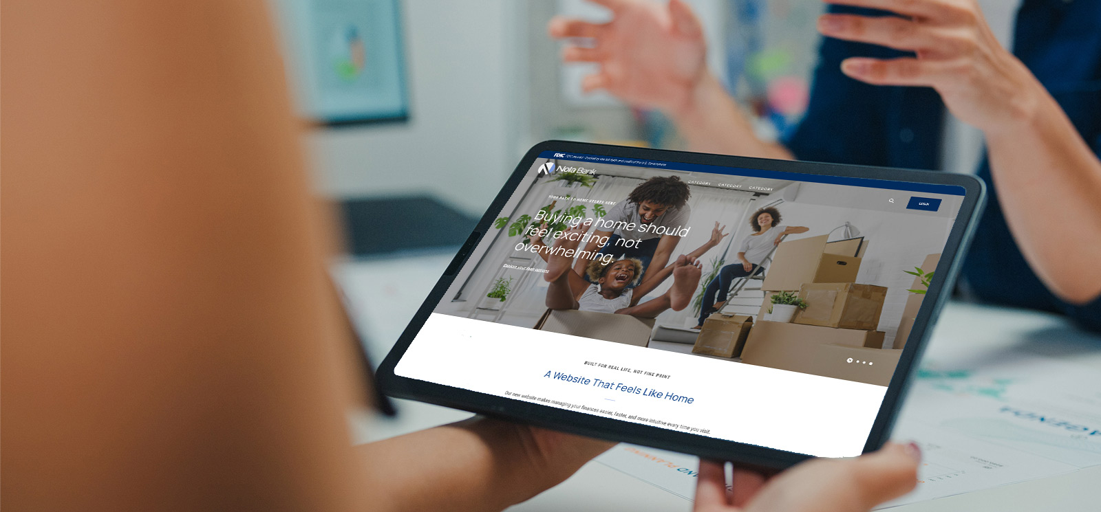 Viewing new website on a tablet.